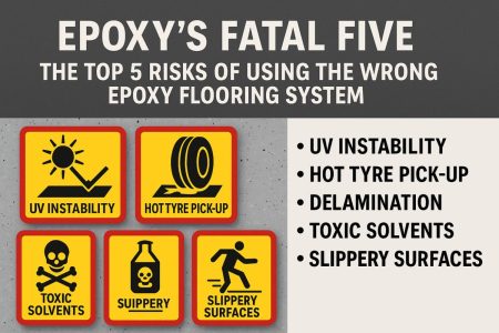 Epoxy's Fatal Five: UV instability, hot tyre pick-up, delamination, toxic solvents and slippery surfaces from the wrong epoxy flooring system